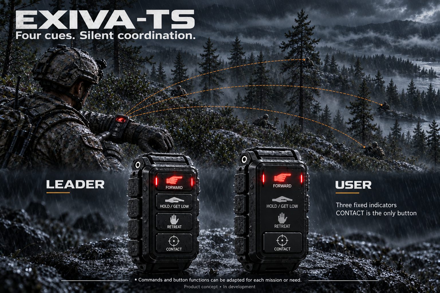 EXIVA-TS in the field: a team leader signals dispersed teammates silently with four cues
